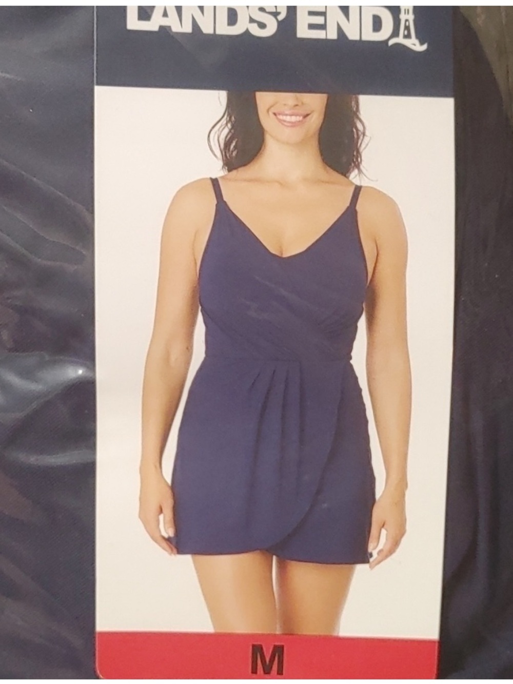Lands' End Navy Blue One-Piece Swim Dress - Picture 3 of 3